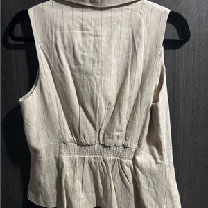 Sleeveless Cream Pinstripe vest